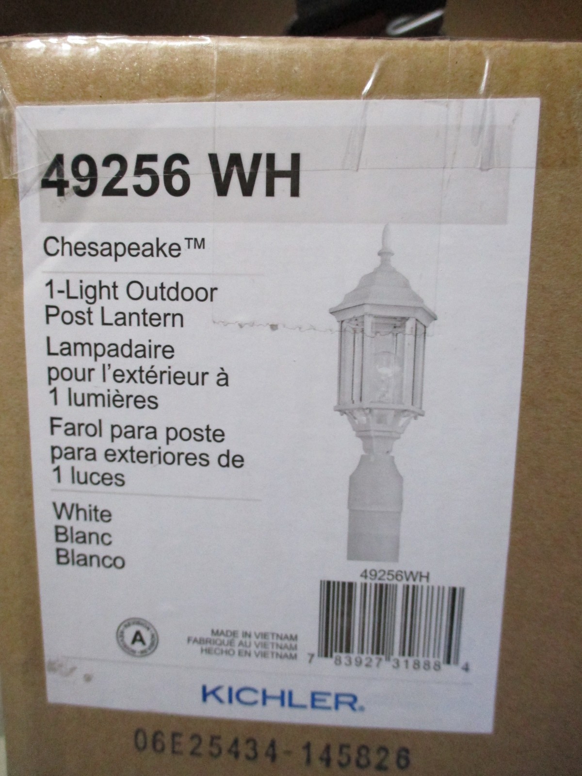 Kichler Chesapeake 1-Light White Outdoor Post Lantern 49256WH Aluminum OB NEW