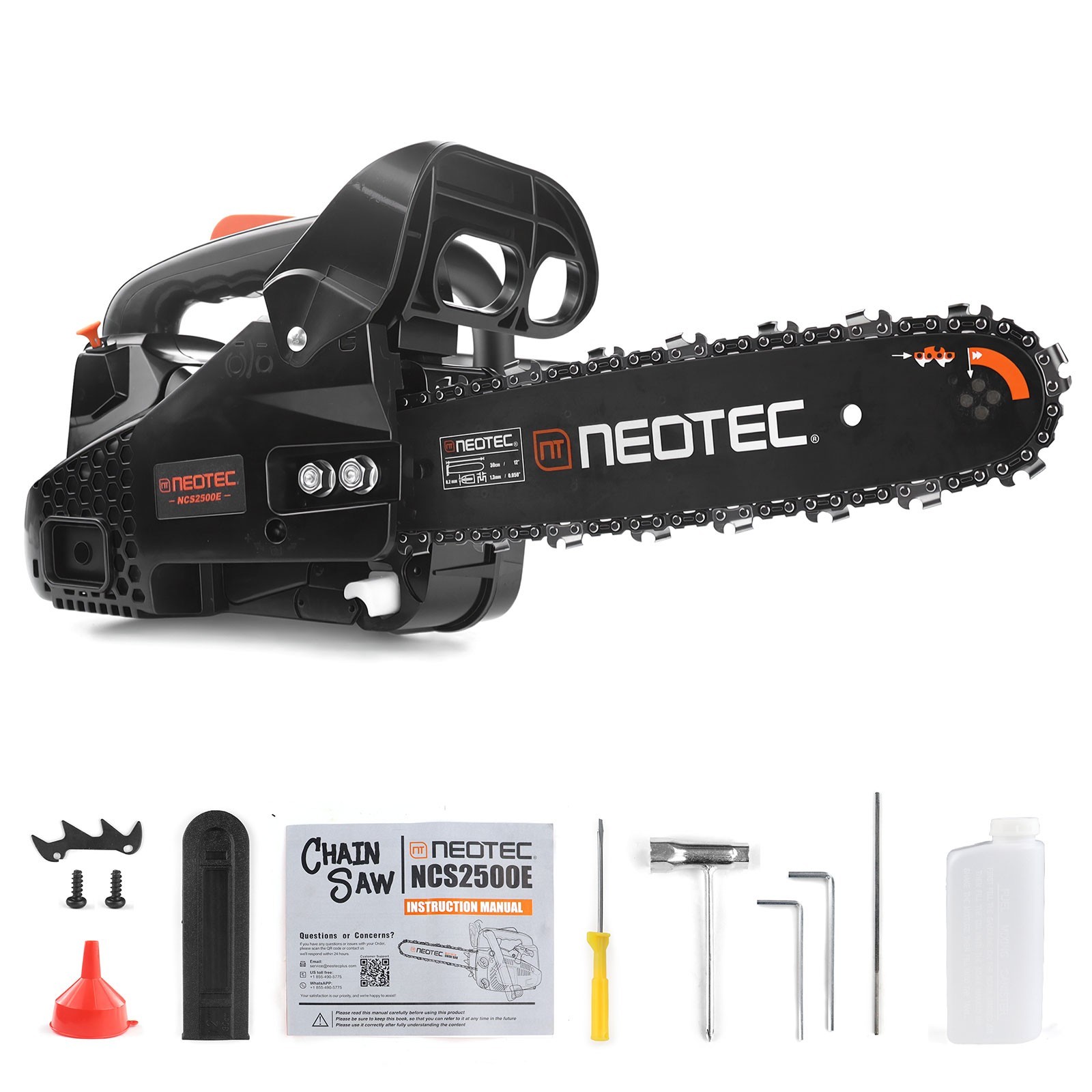 25.4CC 12″ Gasoline Chainsaw Gas Powered Wood Cutting Engine Gas Chain Saw Black