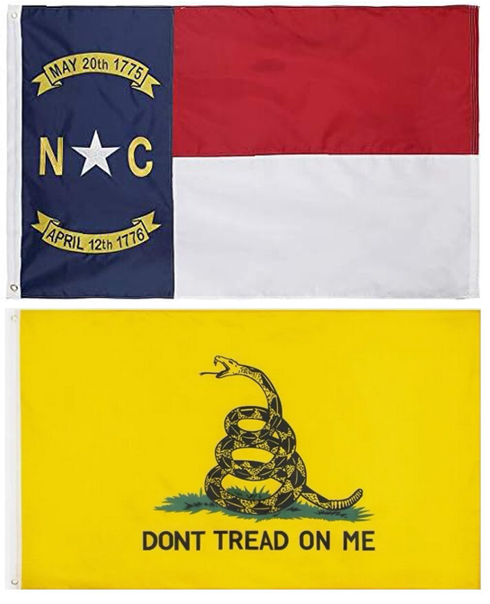 3×5 NC North Carolina Gadsden Premium 3’x5′ 68D Woven Poly Nylon Flag Banner