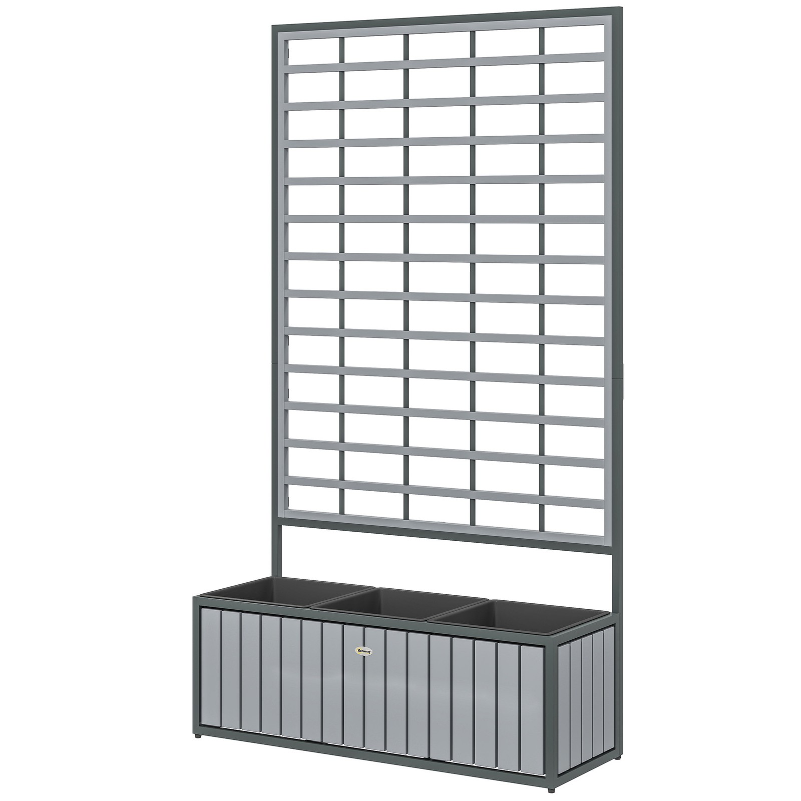 Gray Raised Garden Bed, Planter Box with Trellis and Removable Pots