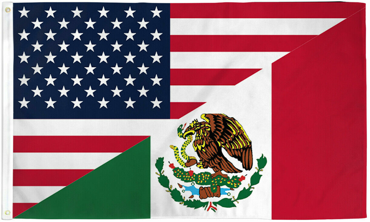 USA/Mexico Combo 3x5ft Poly Flag of Mexico United States Mexican US Combo Flag