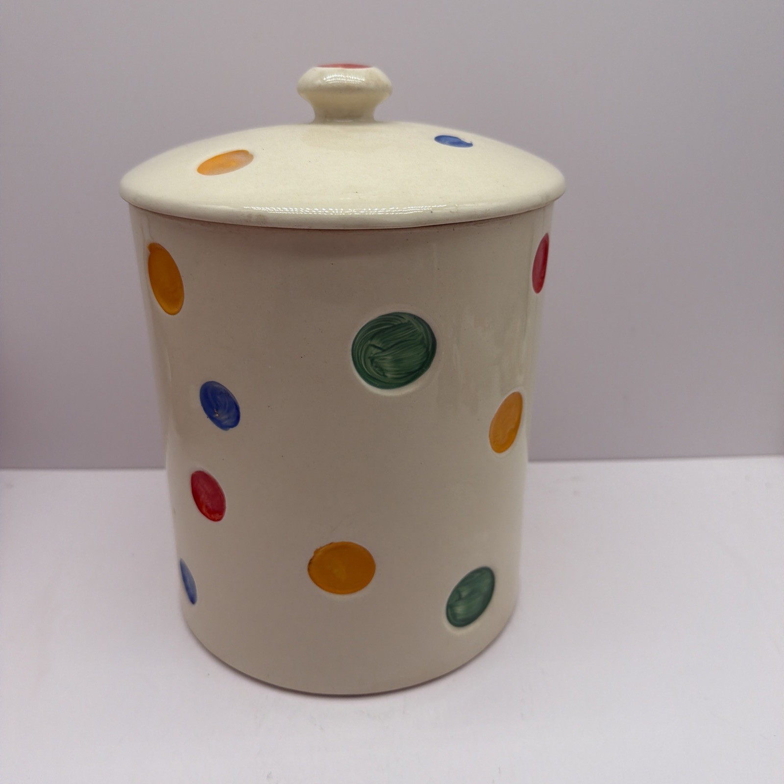 Shawnee Vintage American Bisque Large Cookie / Biscuit Jar Polka Dot