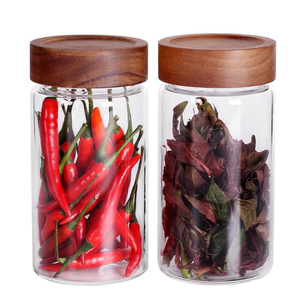 with Screw Cap (2-Units) kitchen jars, 580ML*2 Food Storage Canisters,Clear,S…