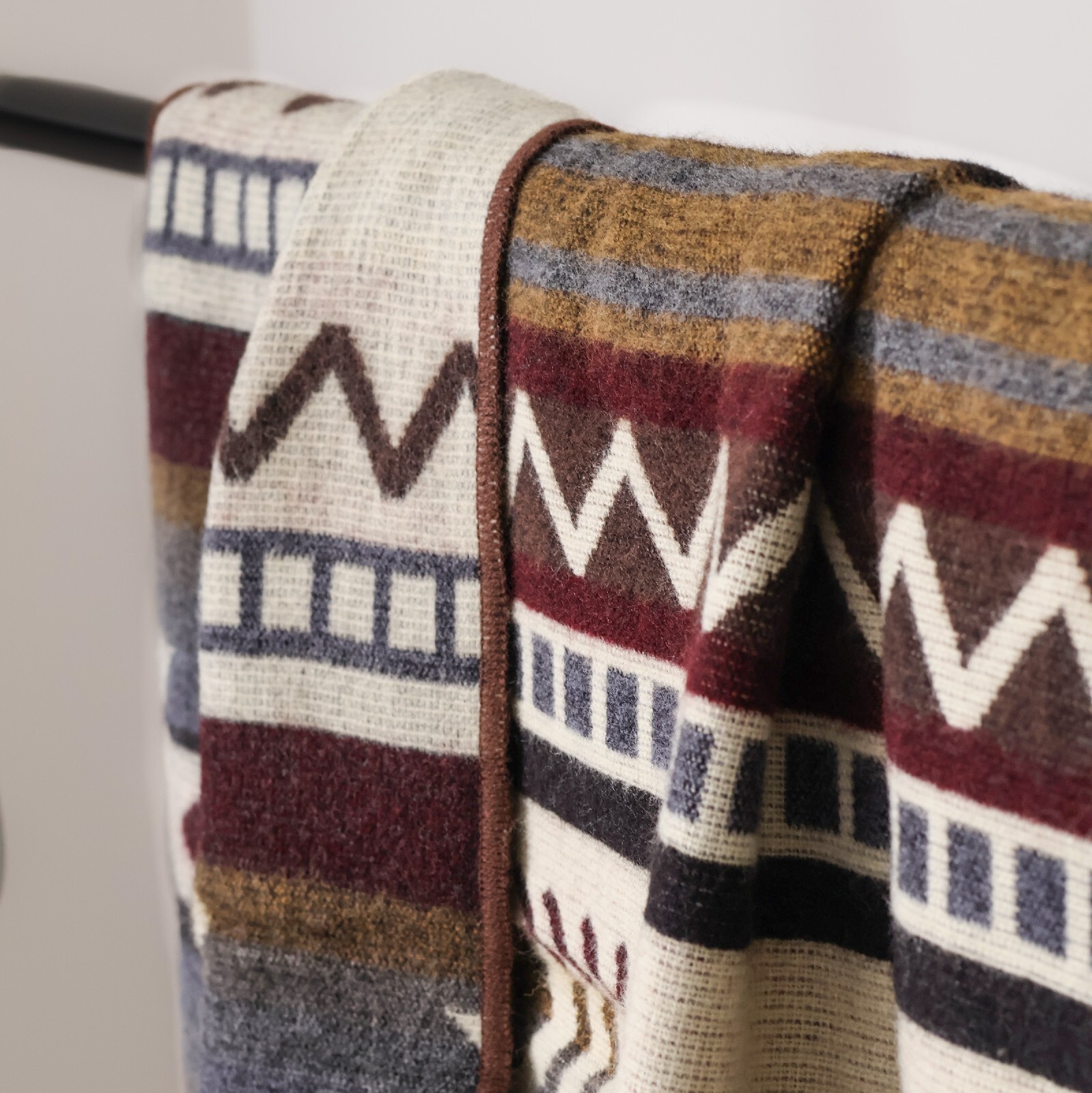 Reversible ALPACA Wool THROW BLANKET Andean & Southwestern Pattern 80″ X 42″
