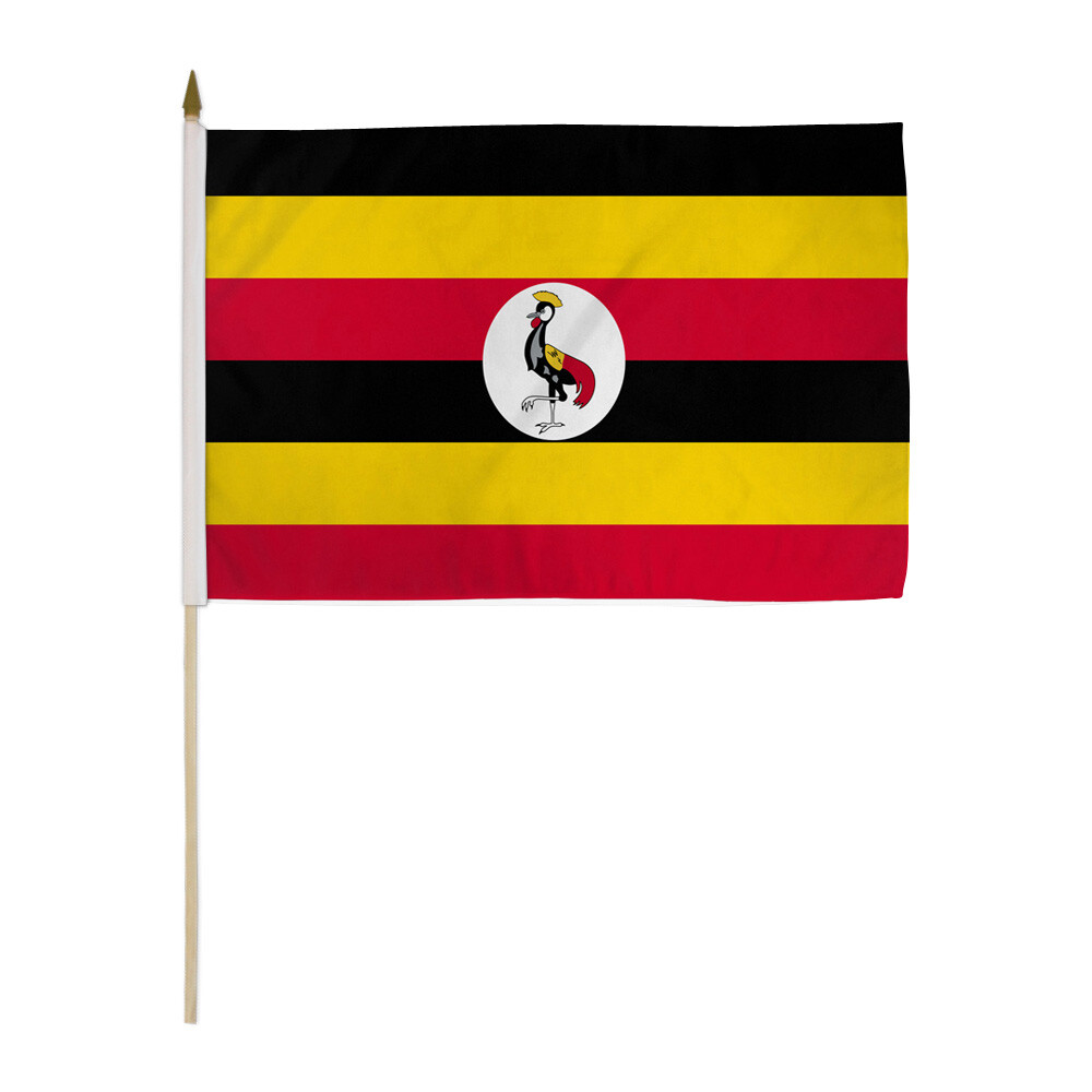 1 Dozen Uganda Stick Flag 12x18in Handheld Ugandan Flag