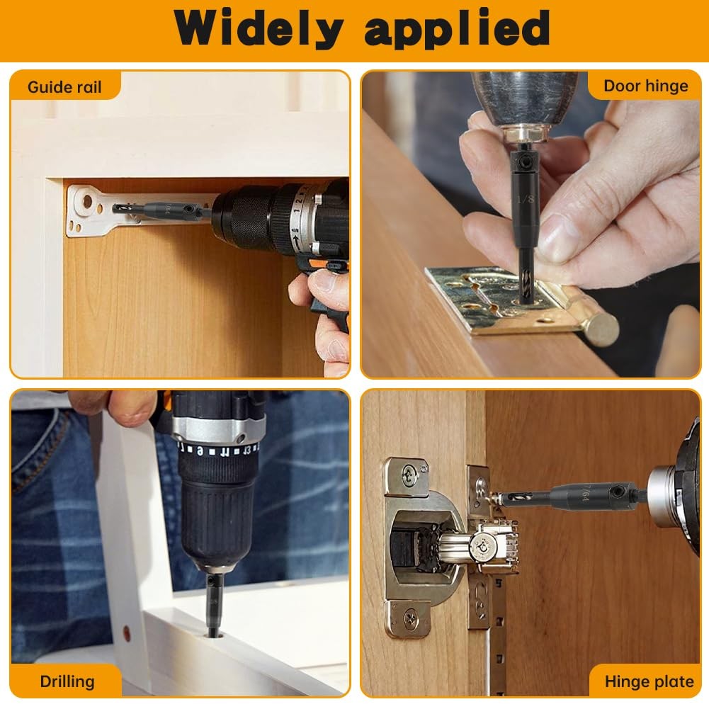 3 Pcs Self Centering Drill Bits Set with Bit Holder,3/32″, 7/64″, 1/8″ for 1/4In