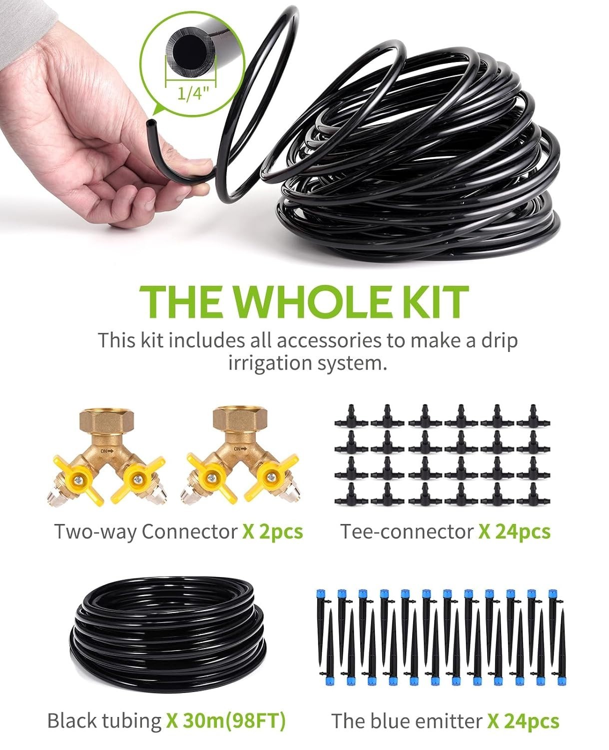 Effortless Gardening: 100 Ft Automatic Drip Irrigation Kit with Accessories