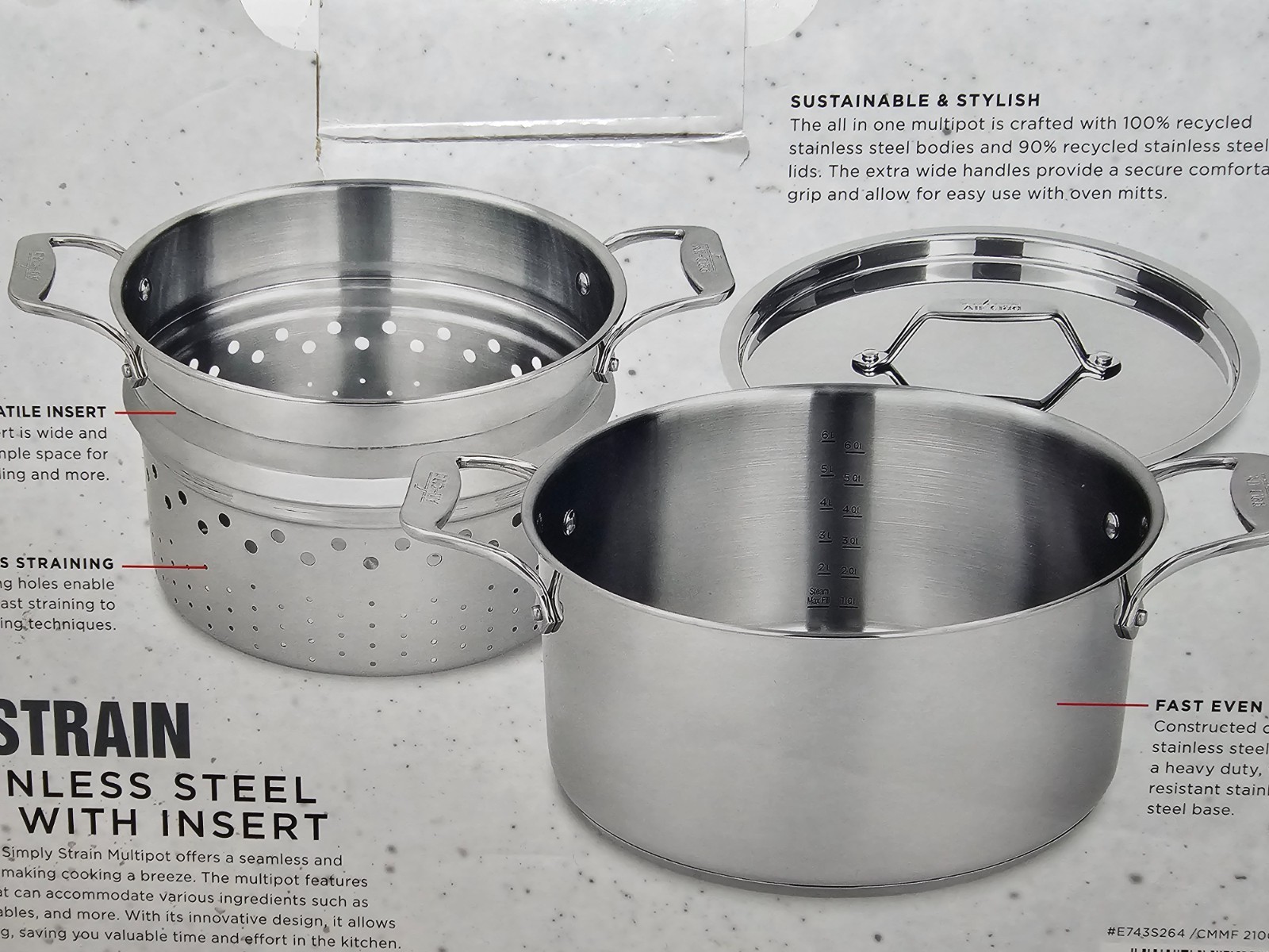 All-Clad Simply Strain Stainless-Steel 8 qt Multipot with insert
