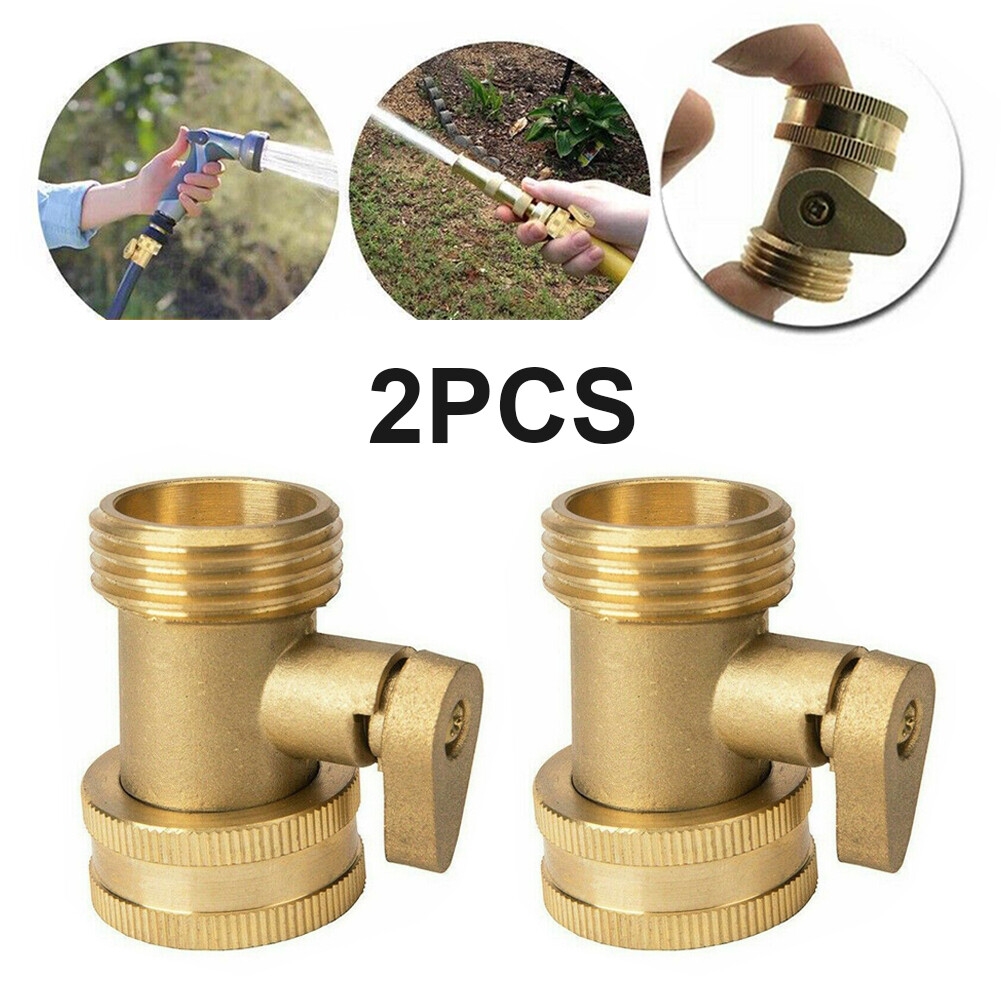 2PCS 3/4″ Brass Garden Hose Shut Off Valve Water Pipe Faucet Hose Connector Set