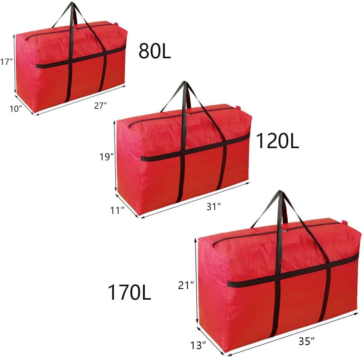 Moisture-Proof Extra-Large Storage Bag 45Gal/170L – Red Tarp with Double Zipper