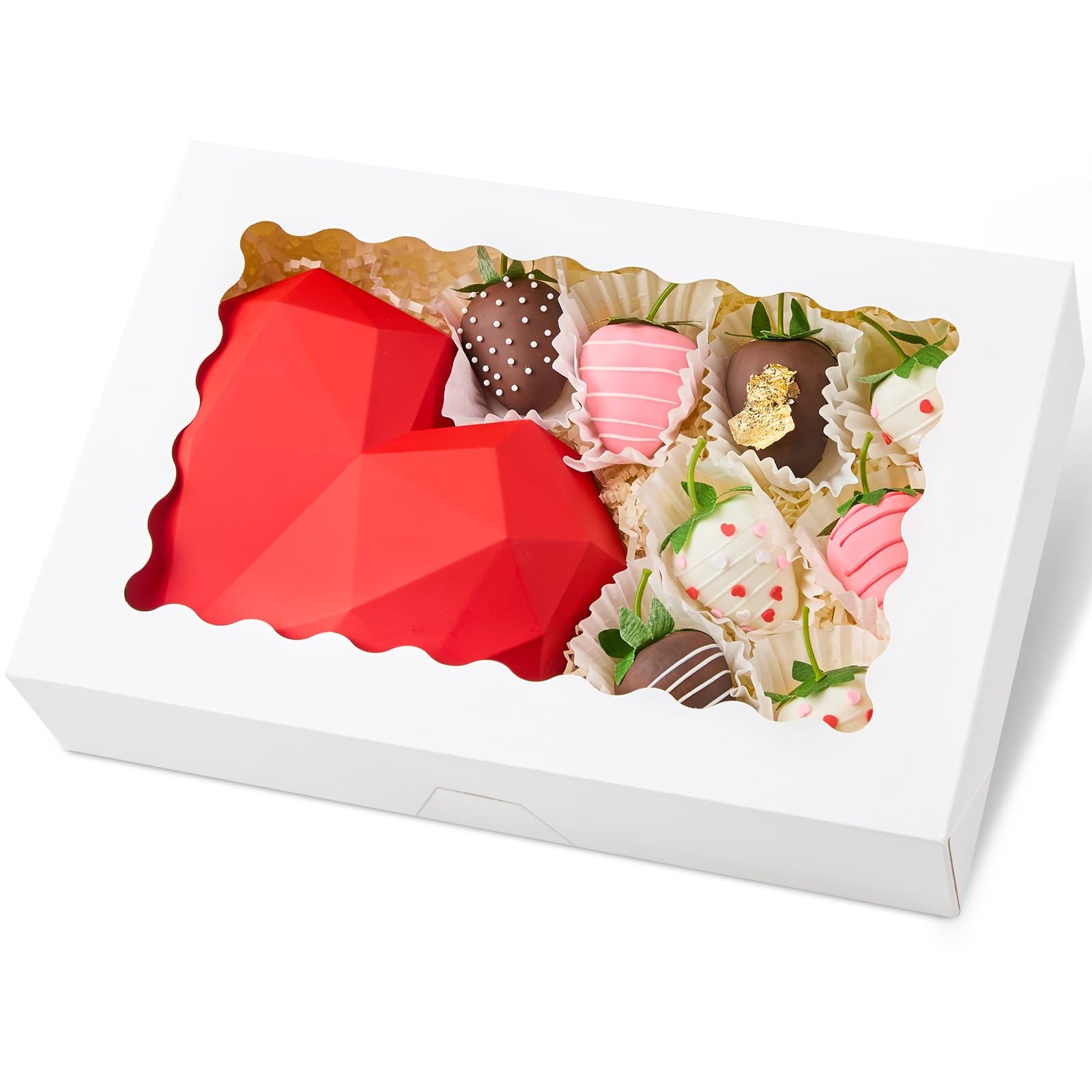 20 PCS Bakery Boxes with Window, 12 x 8 x 2.5 Inches Pastry Boxes Auto-Popup …