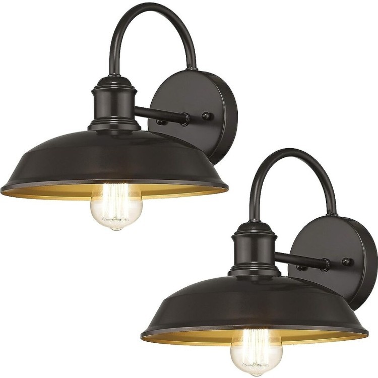 Farmhouse Wall Sconce Barn Lights Oil-Rubbed Bronze – 2 Pack (11.25″ x 11 x 9″)