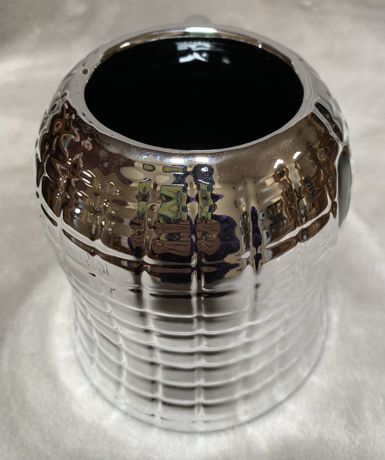 NEW Silver Chrome Halloween Ghost 3D Figural Textured 16oz Ceramic Coffee Mug