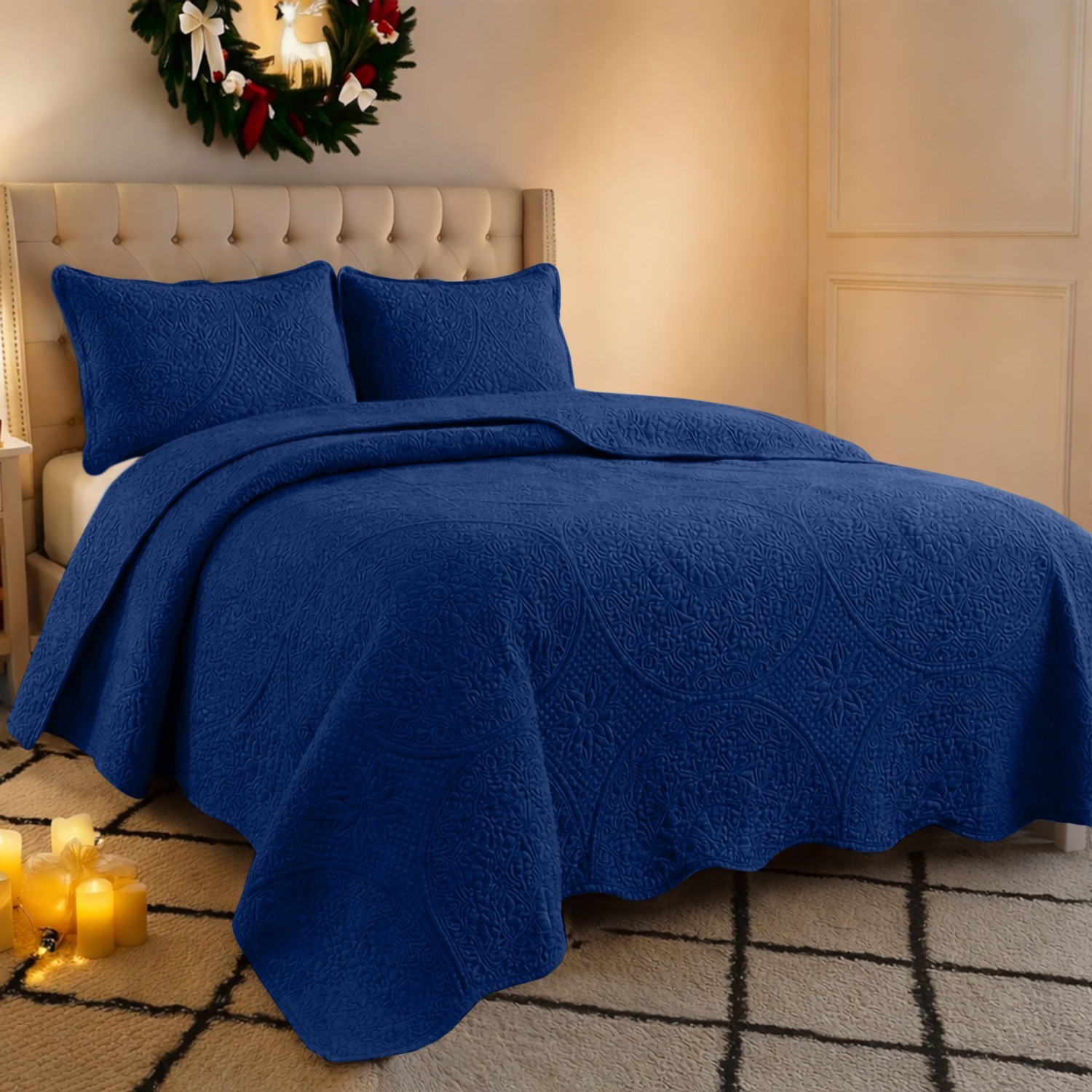 Luxury Cooling Bedspread Quilt Set Lightweight Summer Coverlet Throw Queen King