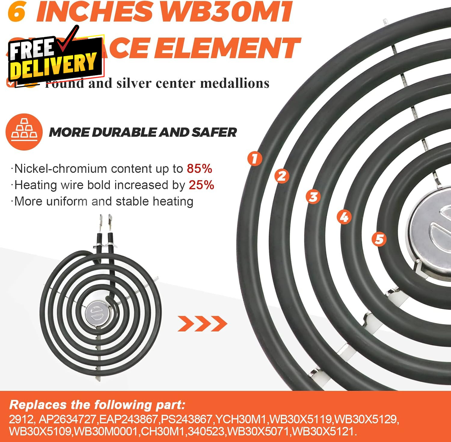 4-Pack Electric Stove Burner Replacement 6″ & 8″ for GE Hotpoint Kenmore…