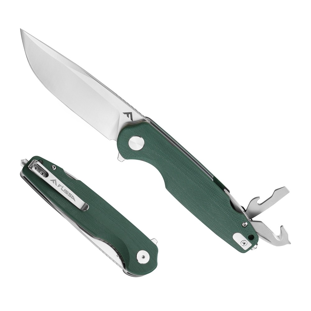FLISSA Multitool Pocket Knife 3.3″ D2 Blade Liner Lock Glass Breaker Rope Cutter