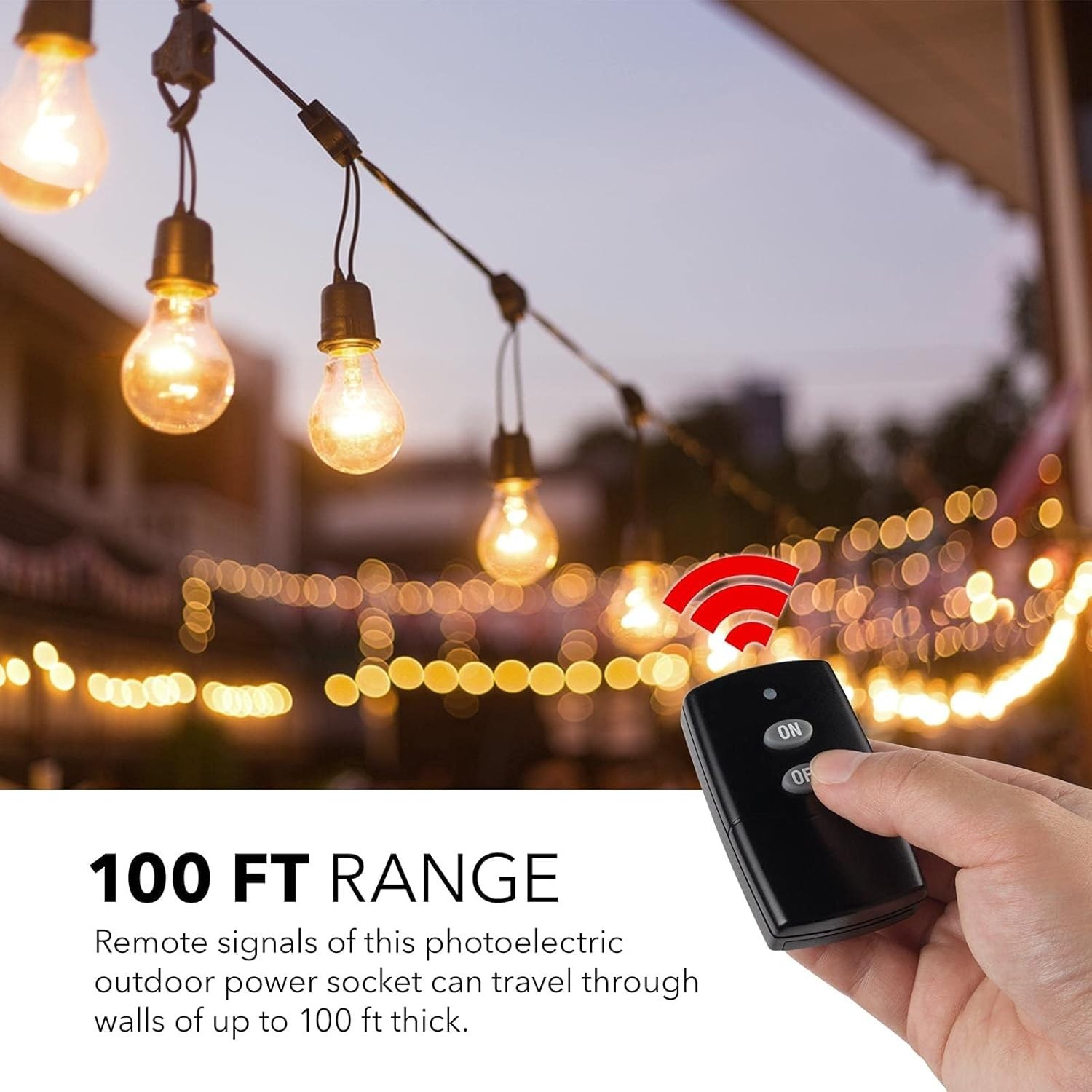 Compact Wireless Remote Outlet with 100ft Range – Weatherproof & Energy-Saving