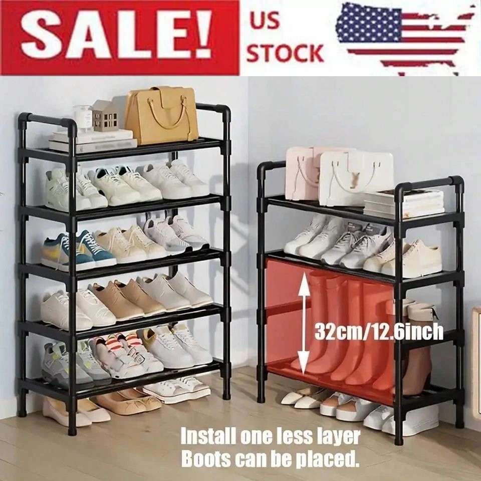 5-Layer Shoe Rack Black Shoe Storage Stand Simple Home Office Shoe Storage DIY