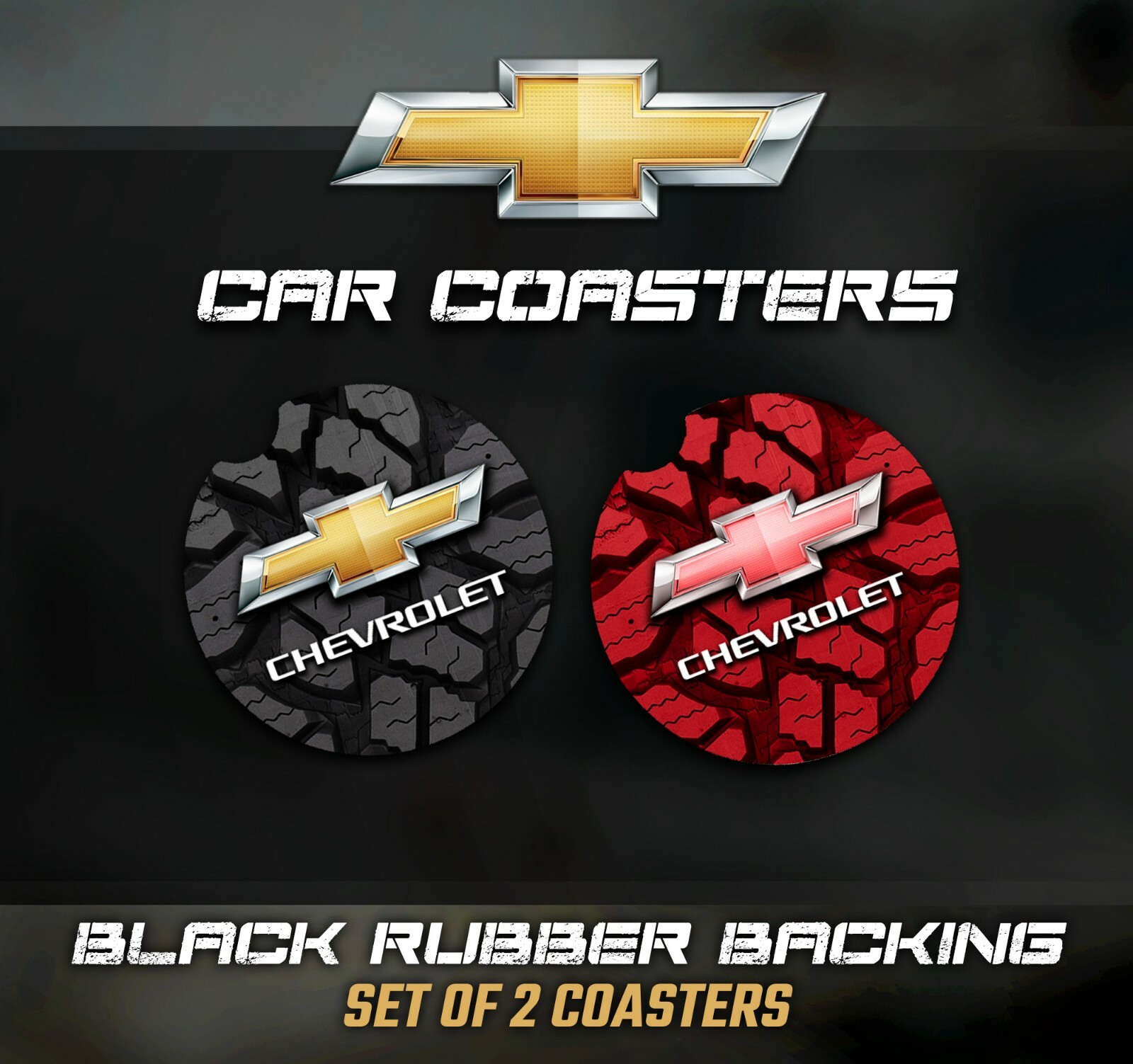Chevy Car Coasters, Chevy Accessories, Chevy Car Coaster – Rubber