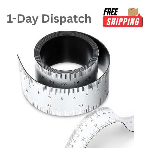Magnetic Ruler 1M 39in Flexible Tape Measure Inches CM Workshop White