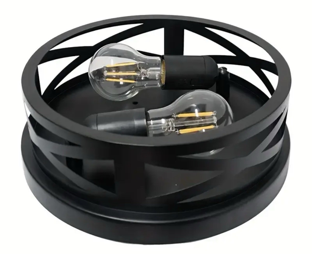 Black Industrial Flush Mount Ceiling Light 2-Light Modern Farmhouse Fixture