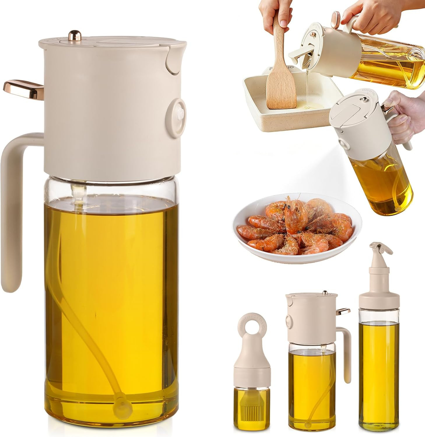 580Ml/19.6Oz Olive Oil Sprayer Bottle for Cooking, 3-In-1 Oil Dispenser Bottle +