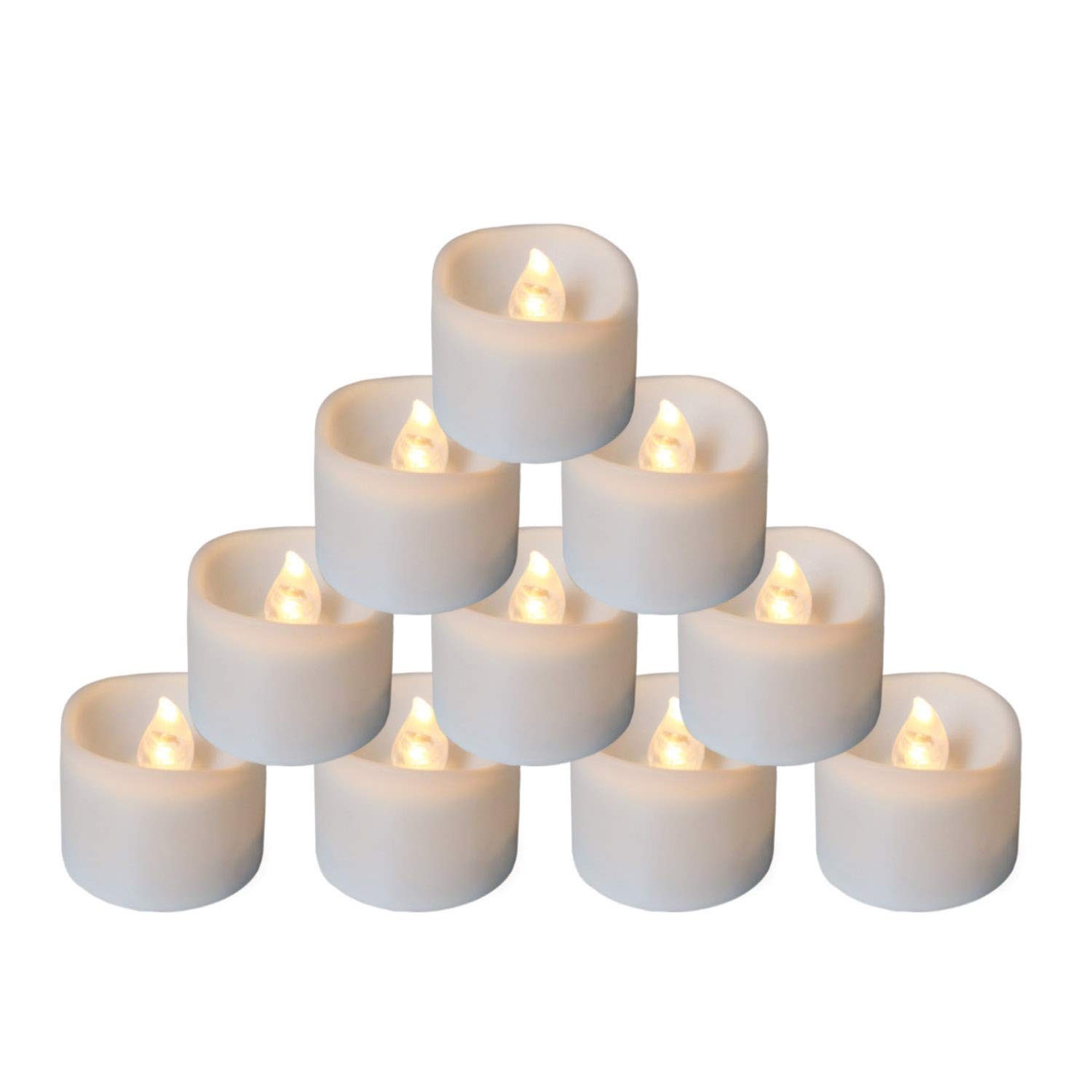 12 Tea Lights Led Flickering with Timing (6 hours on, 18 hours off), Mini Flamel