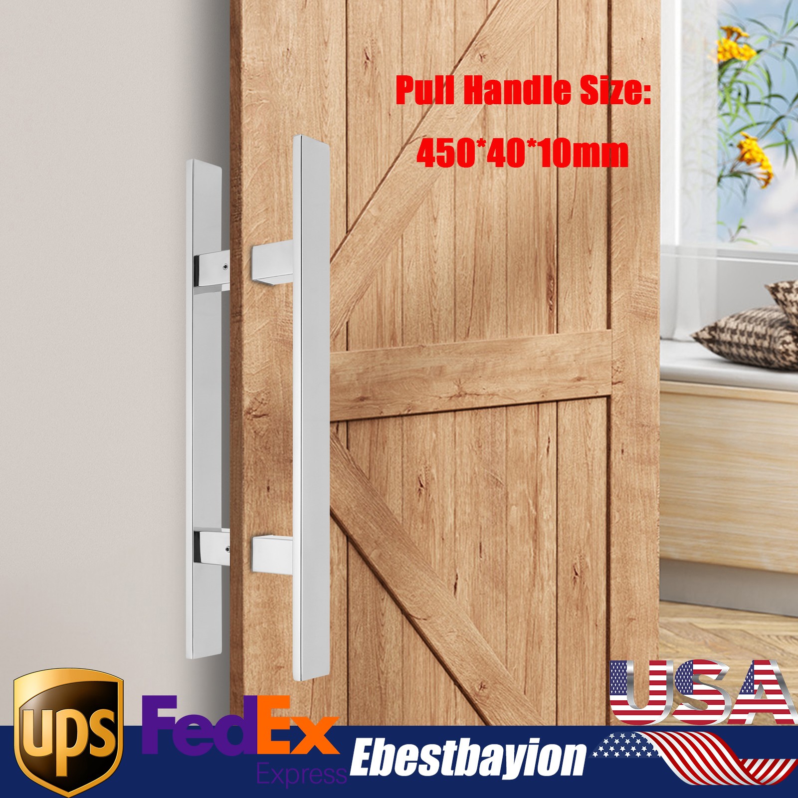 18.11*7.09*1.57in Double Sided Stainless Steel Sliding Door Handle Pull Handle