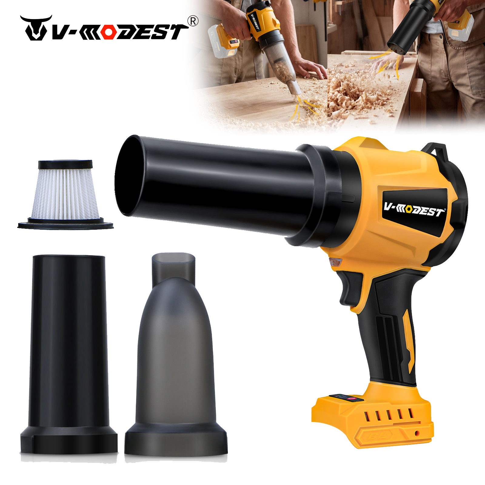 2-in-1 Handheld Cordless Small Leaf Blower & Desk Vacuum for Dewalt 20V Battery