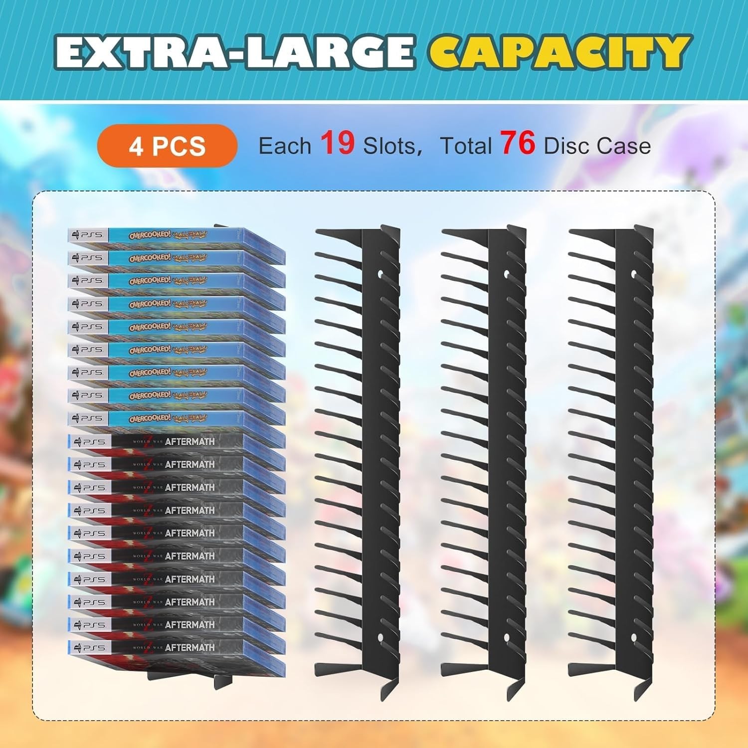 Video Game Storage Wall Mount – 4PCS Heavy-Duty Metal Game Case Holder Media …